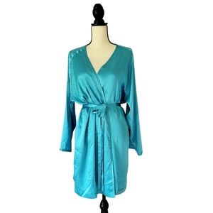 Victoria's Secret vintage turquoise blue wrap luxurious robe One Size